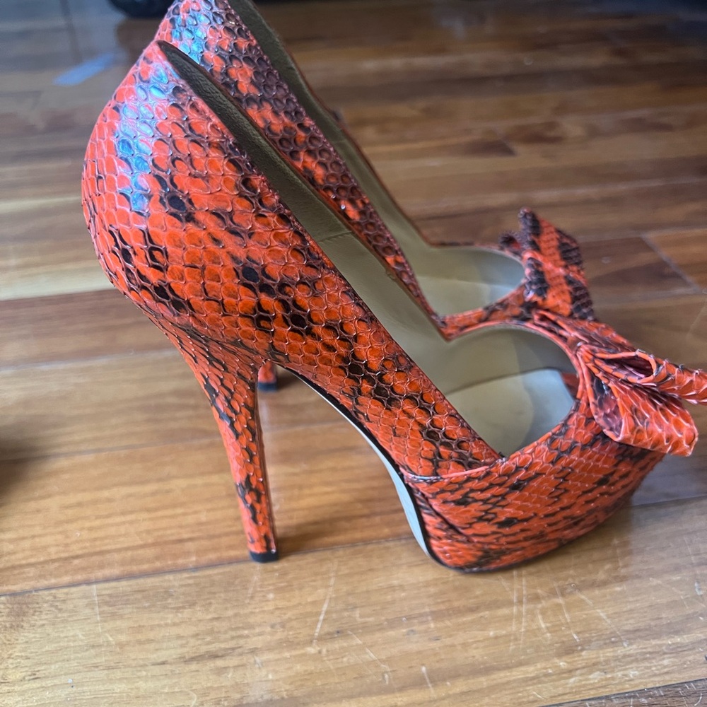 Fendi Orange Python Heels